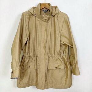 Lands’ End‎ Women’s Tan Beige Hooded Raincoat Trench Jacket Size 3X Zipper